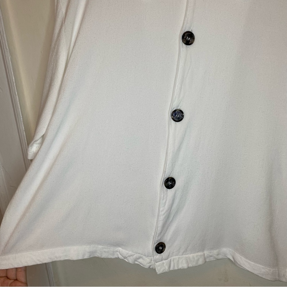 CP SHADES Button Down Short Sleeve Boxy Rayon Blouse White Sz Large - Picture 7 of 10